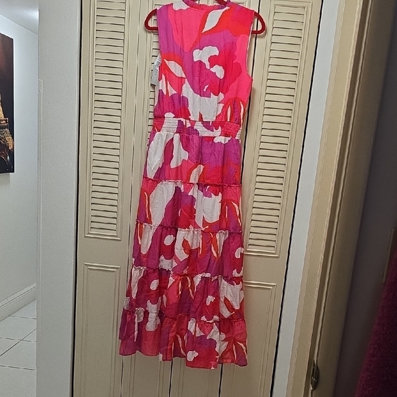 MSK Vibrant Pink and White Maxi Dress - Picture 3 of 4